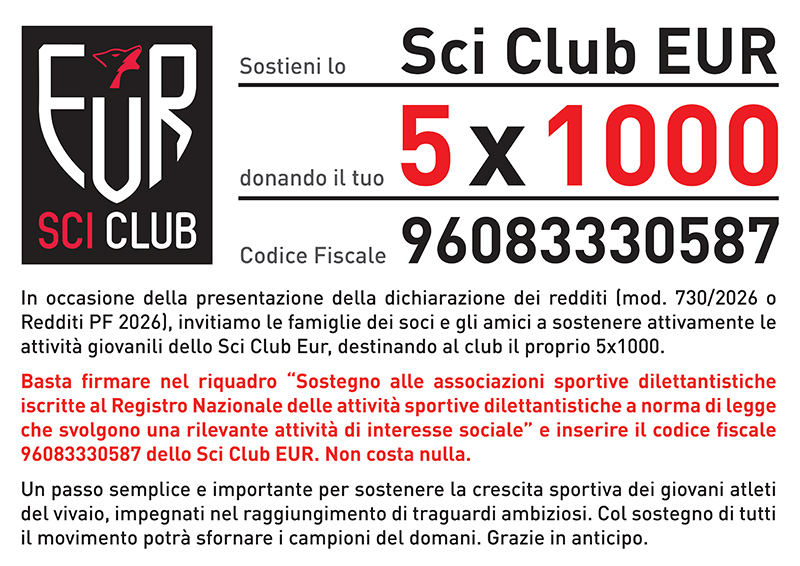 Versamento 5 per mille Sci Club Eur